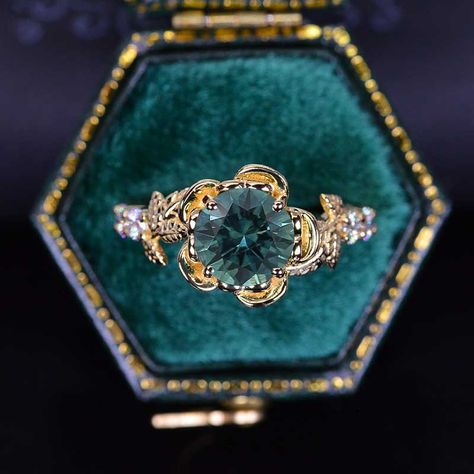 clio-https://clio.giliarto.com/ring/1/985 Round Emerald Engagement Ring, Engagement Rings Floral, Teal Rings, Teal Sapphire Engagement Ring, Ring Model, Floral Halo, Floral Engagement Ring, Teal Sapphire, Teal Wedding