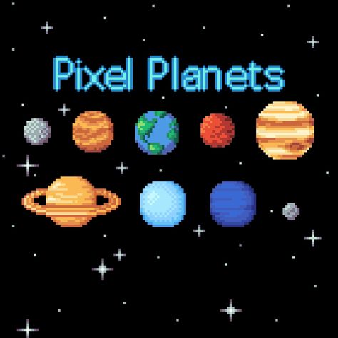 Planets Pixel Art, Galaxy Pixel Art, Planet Pixel Art, Grille Pixel Art, Planets In The Solar System, Pixel Planet, Planets And Moons, Space Books, Solar System Planets