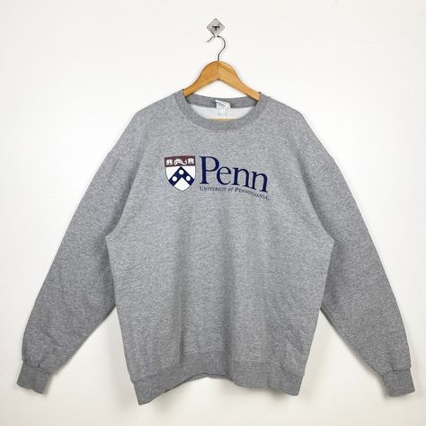 Pennsylvania University, Harvard University Sweatshirt, University Logo Crew Neck T-shirt, Sweatshirt Inspiration, University Crewneck, Vintage Penn State Sweatshirt, Sweatshirt Print, University Of Pennsylvania, College Sweatshirt