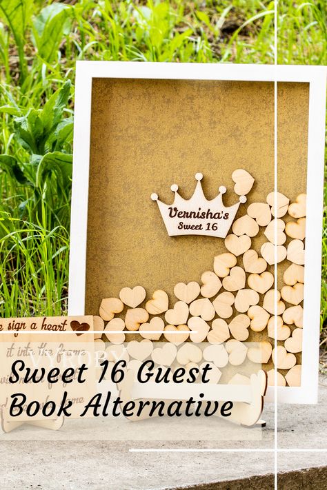 Make your quinceanera celebration even more special with this unique and beautiful birthday guest book alternative. The Sweet 16 Sixteen Guest Book Alternative is the perfect way to capture all the memories of your big day, and it makes a great keepsake for years to come. Sweet 16 Guest Book Ideas, Quince Guest Book, Sweet 16 Guest Book, Quinceanera Guest Book, Baby Shower Guest Book Alternative, Birthday Guest Book, Sixteenth Birthday, Guest Book Alternative, Baby Shower Guest Book