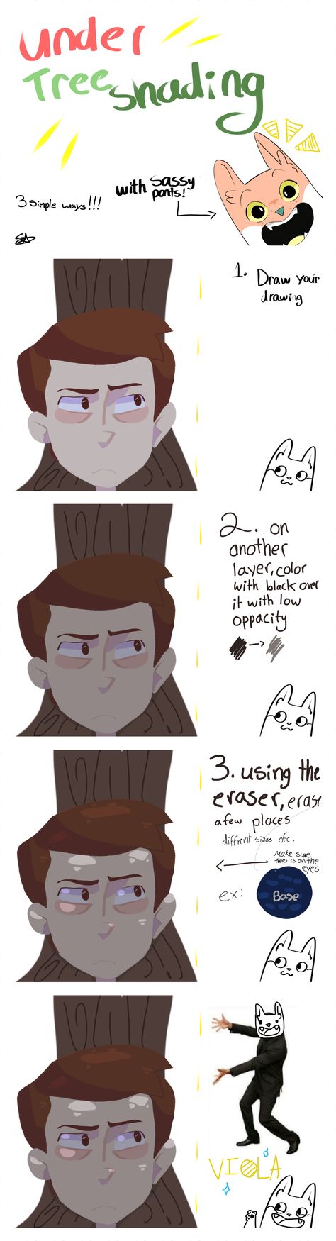 Took me almost hours to make this tutorial :’) How to shade under a tree! (My first panorama) #ArtTutorials Tree Shading Tutorial, Under A Tree Lighting Reference, Tree Shadow Drawing, Tree Shading, How To Draw Shadow, Shading Drawing, Learn Animation, Drawing Help, Under A Tree