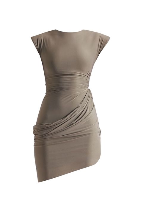 A power-shoulder short dress with a draped design over the hips, combining bold structure with elegant fluidity. - Power shoulder short dress - Draped design over the hips Composition: 100% Malai Lycra Measurements: Shoulder to Hem 33" Model wears size: S Lycra Dress Styles, Formal Smart Casual, Dress To Jumpsuit, Dress Png, Lycra Dress, Amazon Orders, Monochromatic Fashion, Knitwear Outfit, Happy Clothes