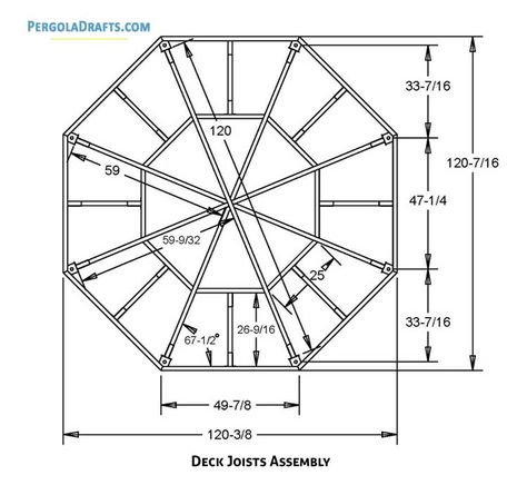 10 Feet Octagon Gazebo Plans Blueprints For Eight Sided Summerhouse Gazebo Blueprints, Octagon Gazebo, Time Architecture, Hexagon Gazebo, Deck Patterns, Architecture Perspective, Architecture Diagrams, Octagon House, Gazebo Roof