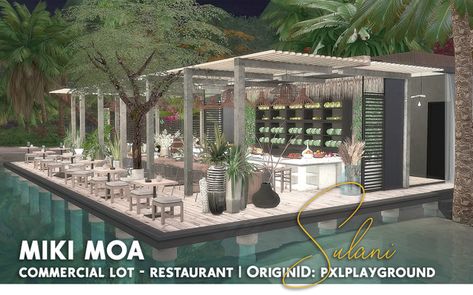 Sims 4 Sulani, Restaurant Details, Luxury Townhouse, Sims 4 House Building, Luxury Bar, Sims Building, 3d Building, Sims 4 Mods Clothes, Rock Decor