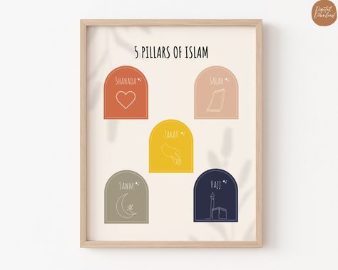 5 Pillars Of Islam Poster, 5 Pillars Of Islam, Five Pillars Of Islam, Islamic Prints, Islam Art, 5 Pillars, Pillars Of Islam, Islamic Home Decor, Wall Art Islamic