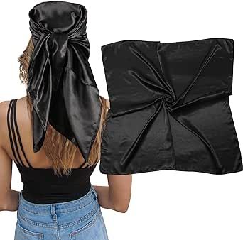 AWAYTR 35" Large Square Satin Head Scarf - Silk Hair Scarf Square Hair Bandanas Large Scarf Sleeping Head Wraps for Women Hair Bandanas, Satin Head Scarf, Silk Hair Scarf, Unnatural Hair Color, Hair Bandana, Ladies Head Scarf, Head Wraps For Women, Silk Scarf Hair, Scarf Square