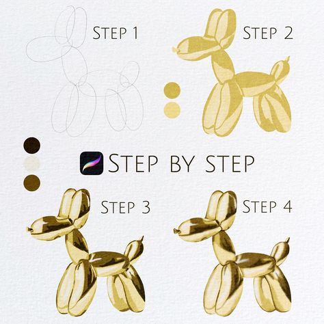 Dog Balloon tutorial now in my channel. Use Marge Watercolor Studio set for Procreate, or Bundle of Brushes (available in my Etsy shop). More info in my bio Balloon Watercolor Painting, Balloon Dog Drawing, Watercolor Studio, Dog Balloon, Industrial Design Sketch, Sketch Markers, Balloon Dog, Color Pencil Art, Dog Drawing