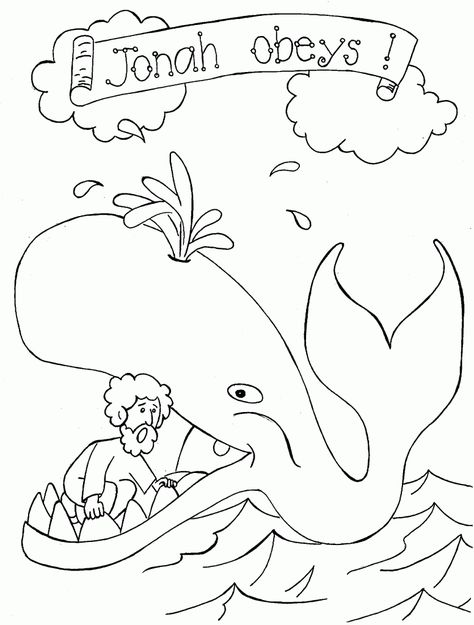 Free Printable Jonah and The Whale Coloring Pages For Kids Whale Coloring, Free Bible Coloring Pages, Bible Coloring Sheets, Whale Coloring Pages, Sunday School Coloring Pages, Bible Verse Coloring Page, Jonah And The Whale, Bible Story Crafts, Fish Coloring Page