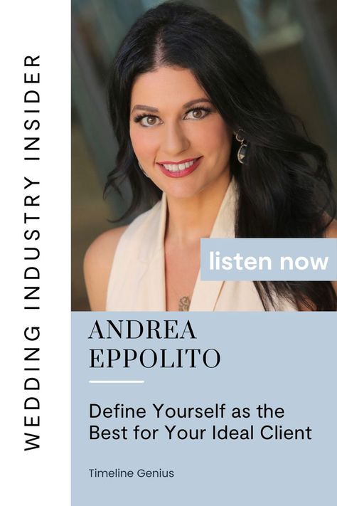 Andrea Eppolito, the Owner of Andrea Eppolito Events (@andreaeppolito), talks to us about presenting your business as the best choice for your ideal clients. Head to our podcast to learn more! #weddingindustryinsider #weddingcoordinator #eventplanner Define Yourself, Planning Business, Event Planning Business, Luxury Event, Ideal Client, Industrial Wedding, Wedding Coordinator, Virtual Assistant, Event Planner