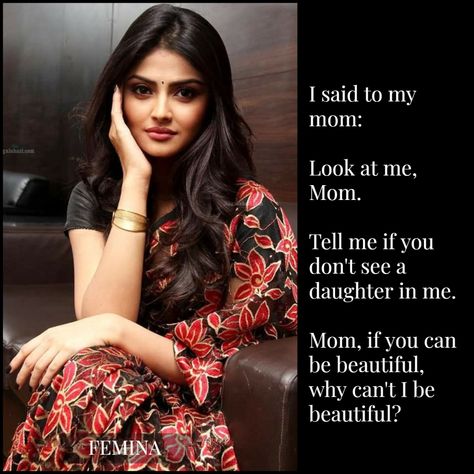 Caption: Why can’t I look beautiful mom? – Femina Cute White Dress, I Am Beautiful, Look Beautiful, Look At Me, White Dress, Felt, Saree, Canning, How To Wear