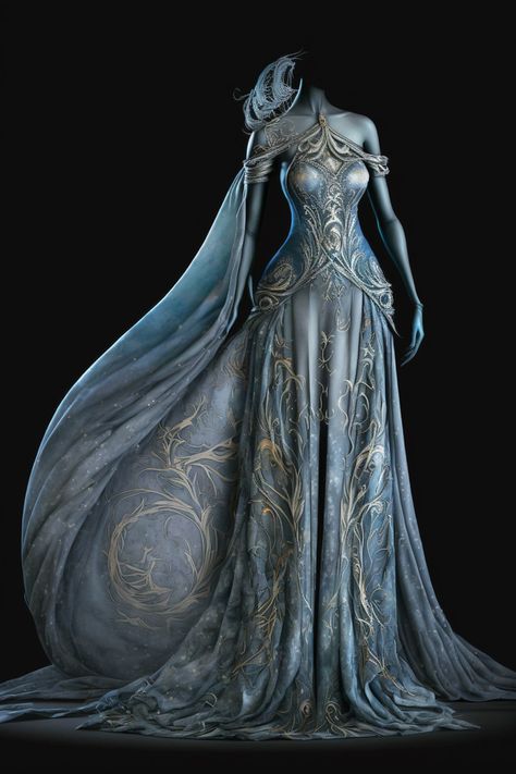 Blue Warrior Outfit, Fantasy Gowns Warriors Dragon, Mythical Outfits, Armor Dress Purple, Winter Fantasy Dress Dragon, Fantasy Gowns Warriors, Rein Fair, Game Of Thrones Blue Dress, Pixie Clothes