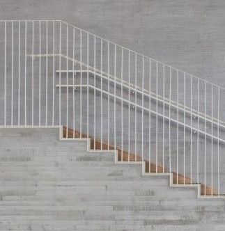 #Stairs #Grey #Minimal #Balustrade Balustrade Stairs, Exterior Railing, Steel Balustrade, Coat And Shoe Rack, School Interior, Pool Fence, Railing Design, Stair Railing, Coastal Style