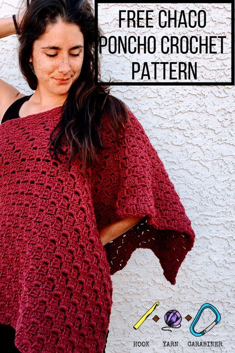 FREE PONCHO CROCHET PATTERN: This warm, cozy and versatile garment is so simple and fun to make with the corner to corner stitch. New to the C2C technique? Have no fear! An easy-to-follow photo tutorial is included! Hookyarncarabiner.com #hookyarncarabiner #crochet #pattern #free #freecrochetpattern #crochetpattern #crochetponcho #poncho #diy #handmade #easy #tutorial #cornertocorner #c2c Poncho Crochet Pattern, Crochet Cardigan Pattern Free, Crochet Poncho Free Pattern, Poncho Crochet, Corner To Corner Crochet, Easy Patterns, Sweater Patterns, Womens Crochet Patterns, Crochet Poncho Patterns