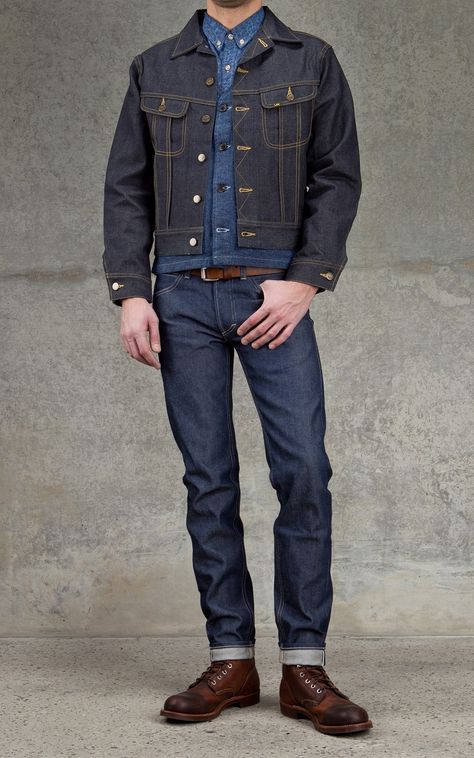 Denim Trucker Jacket Outfit, Trucker Jacket Outfit, Denim Outfit Men, Old Man Fashion, Smart Wear, Iron Ranger, Mens Hats Fashion, Mens Hats, Denim Shirt With Jeans