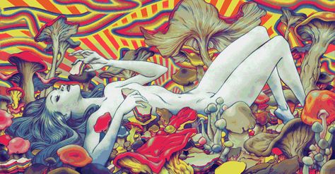 Mushroom Trip, Trippy Pictures, James Jeans, Psy Art, James Jean, Mushroom Art, Mixed Media Artwork, Trippy Art, The New Yorker