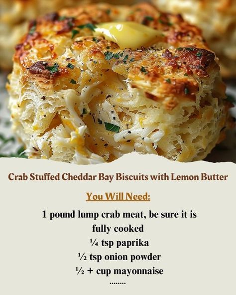 Old Fashioned Recipes Crab Stuffed Cheddar Bay Biscuits, Stuffed Cheddar Bay Biscuits, Stuffed Biscuits, Tasteful Recipes, Crab Cake Recipes, Camping Menu, Crab Dishes, Crab Stuffed, Cheddar Bay Biscuits