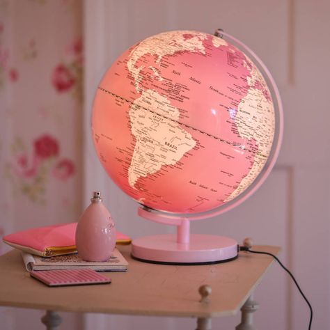 Pink Globe, Girls Bedroom Lighting, Heart Vase, Coral Decor, World Globes, A Globe, Personalized Jewelry Box, Concrete Color, Pearl Pink