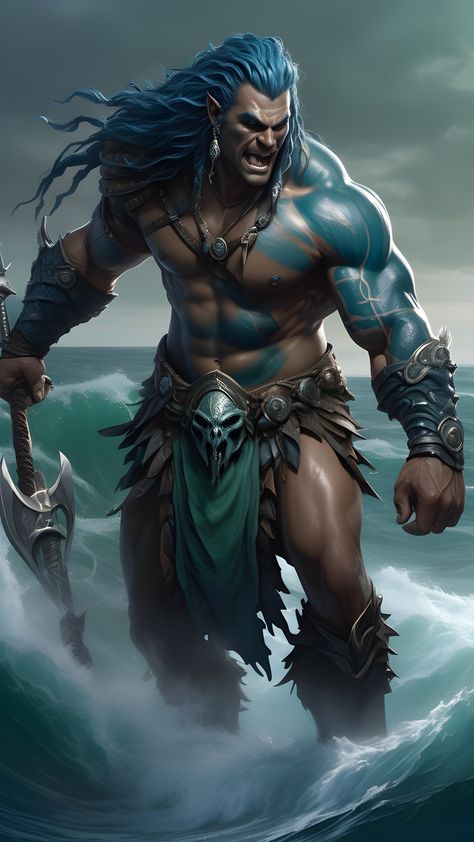 Triton barbarian Male D&D character  Ai genereted  by DasAbra Triton Barbarian, Merman Character Design, Barbarian Male, Character Art, Character Design, Art, Design