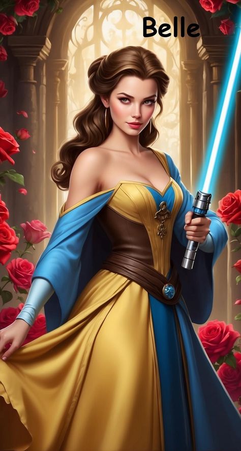 Jedi Princess, Princess Star, Disney Princess Outfits, Illustration Series, Disney Princess Fan Art, Twisted Disney, Princess Belle, Princesa Disney, Modern Disney