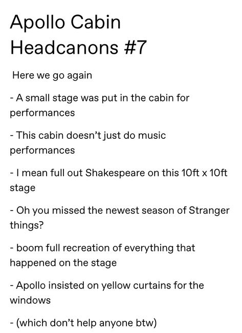 1/3 Cabin 7 Apollo Headcanons, Cabin 7 Headcannons, Apollo Kids Headcanon, Apollo Cabin Fanart, Apollo Headcanon, Apollo Cabin Headcanons, Children Of Apollo, Apollo Percy Jackson, Apollo Aesthetic