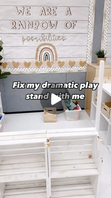 Ashley ∣ Kindergarten ∣ PreK on Instagram: "Time to fix this dramatic play stand!✨

I’ve had this dramatic play stand for four years, and it’s been well loved! However, it’s on its last leg! Couple of the slats have come off and the paint has faded! It’s time to give this stand an upgrade!

It’s super simple and easy to make on your own (trust me, I am not a handy person!) I got four large wooden crates from @michaelsstores and use gorilla wood glue to glue them together! No nails,no having to deal with screws, this glue worked perfectly! topped it off with some spray paint, along with adding two pieces of scrap wood to the side with wood glue, and it was ready to use!

this year instead of remaking, the entire thing I stopped over at Home Depot got two little pieces of wood to glue to the Dramatic Play Stand, Large Wooden Crates, Instagram Time, Dramatic Play, Wooden Crates, Scrap Wood, Wood Glue, Better Love, Super Simple