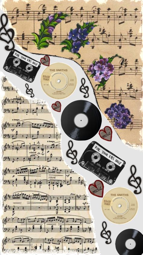 Musical Astethic, Music Notes Background Aesthetic, Art Gcse Music Theme, Sheet Music Collage, Music Art Journal, Scrapbook Music Ideas, Music Scrapbook Page, Music Notes Aesthetic Vintage, Music Sheet Aesthetic