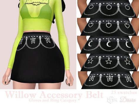 Moon Belt, Striped Gloves, Moon Accessories, Shiny Skirts, Tumblr Sims 4, Sims 4 Cc Folder, Cute Short Dresses, Sims 4 Teen