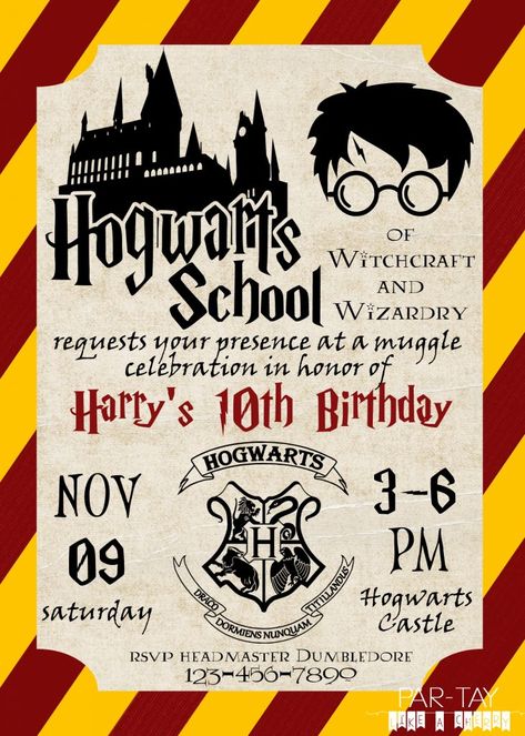 Free Harry Potter Party Invitation - Party Like a Cherry Harry Potter Party Invitations, Harry Potter Birthday Invitations, Harry Potter Invitations, Harry Potter Free, Imprimibles Harry Potter, Cumpleaños Harry Potter, About Harry Potter, Last Minute Birthday Gifts, Festa Harry Potter