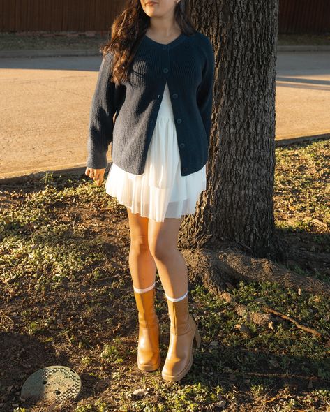 @threads saw it first 🫶🏼 outfit link in my LTK cardigan — @amazonfashion @merokeetyofficial white ruffled dress — @halara_official mid calf boots — @stevemadden #pinterestinspired #outfitideas #everydayoutfit #pinterestoutfits #outfitinspo #fashionstyle #pinterestfashion #pinterestgirl White Ruffled Dress, Ruffled Dress, Pinterest Outfits, Pinterest Fashion, Pinterest Girls, Calf Boots, Mid Calf Boots, Everyday Outfits, Mid Calf