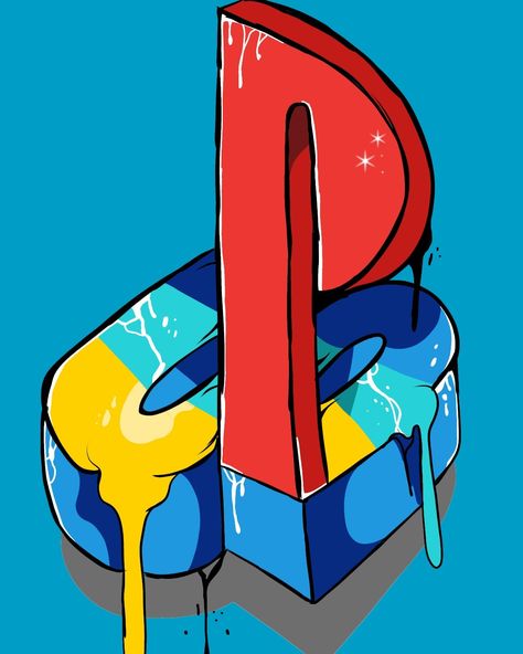 Playstation logo graffti Playstation Painting Canvas, Ps5 Painting Ideas, Playstation Logo Art, Playstation Logo Design, Playstation Painting, Playstation Drawing, Gamer Illustrations, Game Logo Design Ideas, Gamer Drawings