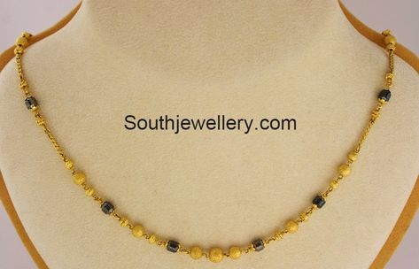 Single line gold black beads mangalsutra chain models strung with crystal black beads. Gold Black Beads Mangalsutra, Short Black Beads, Kasu Haram, Gold Black Beads, Mangalsutra Chain, Black Beads Mangalsutra, Gold Mangalsutra, Mangalsutra Designs, Black Beaded Jewelry