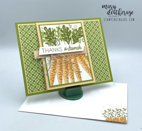 Stampin Up Thanks A Bunch, Carrot Cards, Stampin Up Easter, Stampin Up 2023, Thanks A Bunch, February 2023, Card Making Tutorials, Fancy Folds, Stamping Up Cards