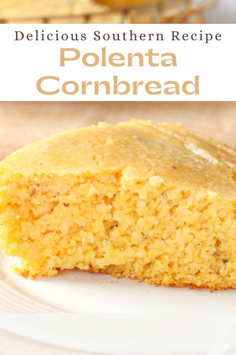 This cornbread recipe is made with dried polenta and rosemary. It's a quick and easy weeknight or holiday side dish. Polenta cornbread is moist and tender with great texture from ground polenta. Easy Homemade Cornbread, Southern Cornbread Recipe, Southern Style Cornbread, Best Cornbread Recipe, Cornbread Recipe Sweet, Moist Cornbread, Buttermilk Cornbread, Oven Top, Southern Cornbread