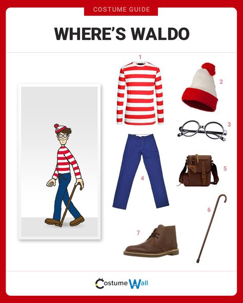 If you’re a reader looking for a distinctive book character to cosplay, we highly recommend a Where's Waldo costume. Movie Character Party Costumes, Where's Waldo Group Costume, Where’s Waldo Costume Family, Wheres Waldo Halloween Costume, Waldo Halloween Costume, Where’s Waldo Halloween Costumes, Where's Waldo Costume, Waldo Costume, Purim Costume