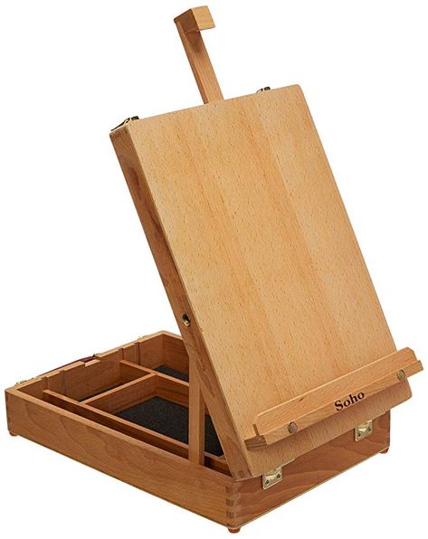 Soho Urban Artist Sketch Box and Table Artist Easel - All Media Table Easel and Sketch Box with 5 Compartments For Storage - Oiled Beechwood Desk Easel, Artist Table, Sketch Box, Table Easel, Art Supplies Storage, Art Studio Organization, Artist Easel, Painted Desk, Art Easel