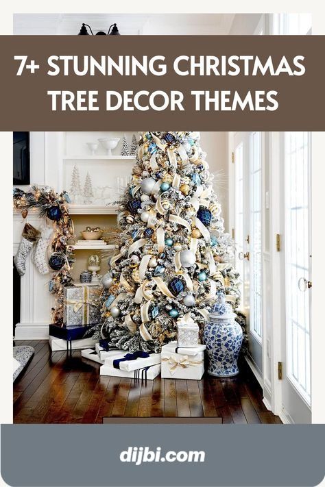 Elegant Flocked Christmas Trees, Classic Christmas Tree Decorations Ideas, Flocked Christmas Tree Themes, Flocked Christmas Trees Decorated Blue, 2024 Christmas Tree Decorations Ideas, 2024 Christmas Tree, Christmas Tree Ideas 2024 Trends, Decorating A Flocked Christmas Tree, Christmas Tree Color Ideas