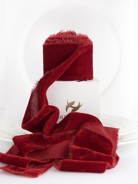 PRICES MAY VARY. Velvet Ribbon Color: Hand dyed in red color, soft and with shiny lustrous surface, adding a touch of elegance and luxurious to your Christmas gifts, decorating projects and crafts Velvet Fabric Ribbon Size: Ribbon measures 2 inch wide and continuous 3 yards (9ft) long per roll, ribbons are packed in a paper box, easy to store and use Velvet Ribbon Material: Handmade with silk velvet material, soft and with shiny lustrous surface, hand torn frayed edges, drapes down beautifully, Wedding Cake Decorations Flowers, Ribbon For Christmas Tree, Velvet Ribbon Wedding, Red Velvet Ribbon, Velvet Decor, Christmas Tree Gift, Bridal Favors, Table Setting Decor, Ribbon On Christmas Tree