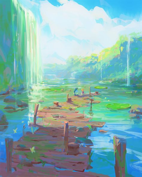 Slawek Fedorczuk, Piskel Art, Arte Peculiar, Landscape Concept, Arte Inspo, Wow Art, Fantasy Art Landscapes, Fantasy Concept Art, Landscape Illustration