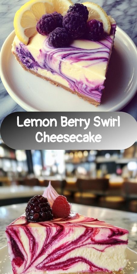 Lemon Blueberry Cheesecake: A refreshing, fruity dessert that pairs the tangy flavors of lemon with a sweet blueberry swirl—perfect for any occasion! Ingredients and directions provided. Prep Time: 30 minutes, Cook Time: 60 minutes, Total Time: 5 hours, Yield: 10 servings. #LemonBlueberryCheesecake #CheesecakeLovers #SummerDesserts #BerryDelight #FreshFruitDesserts #BakingJoy #CreamyCheesecake #DessertGoals #FruitSwirl #CitrusAndBerries Lemon Berry Cheesecake, Berry Cheesecake Recipes, Fresh Fruit Desserts, Blueberry Cheesecake Recipe, Fruity Dessert, Lemon Blueberry Cheesecake, Swirl Cheesecake, Cheesecake Lovers, Lemon Dessert