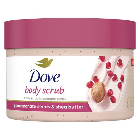 Pomegranate Seeds & Shea Butter Exfoliating Body Scrub Dove Scrub, Dove Exfoliating Body Polish, Smooth Skin Body, Exfoliating Body Polish, Dove Beauty Bar, Dove Body Wash, Dove Beauty, Shower Scrub, Exfoliating Body Scrub