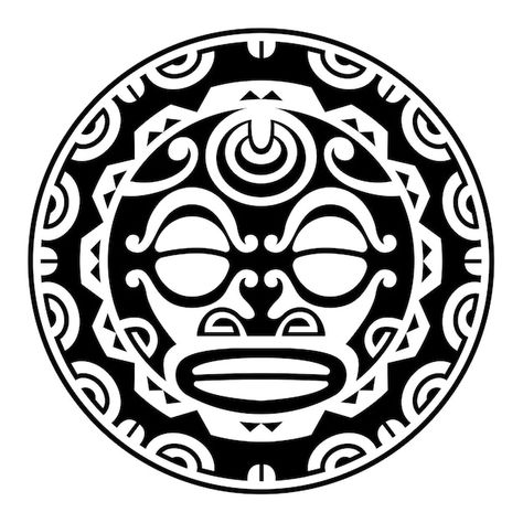 Tattoo Ornament, Stammestattoo Designs, Round Tattoo, Polynesian Tattoo Designs, Polynesian Art, Maori Designs, Aztec Art, Tattoo Sketch, Vector Sketch