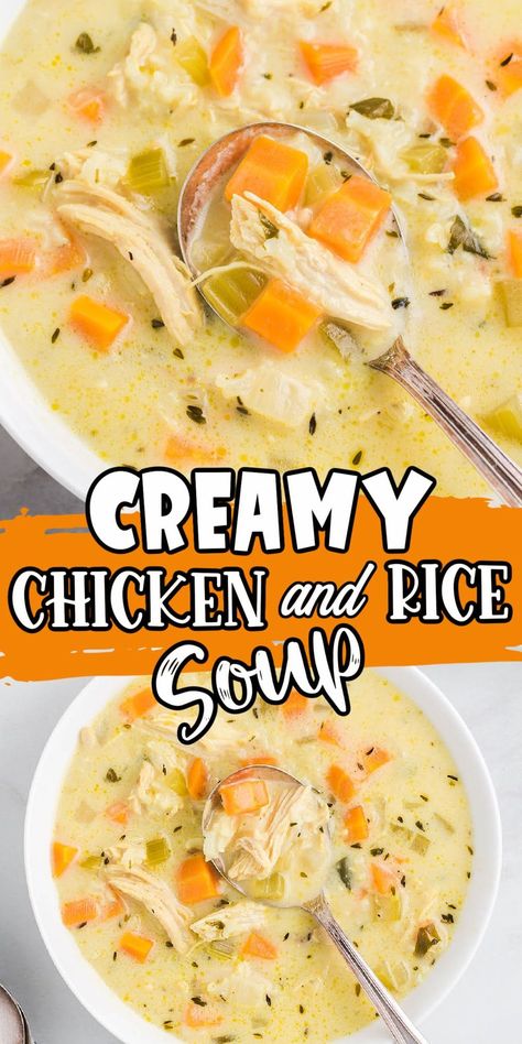 Cream Of Chicken Rice, Creamy Chicken And Rice Soup, Creamy Chicken Rice, Cream Soup Recipes, Hearty Soup Recipes, Quick Soup, Creamy Chicken And Rice, Flavorful Dinner, Easy Chicken And Rice