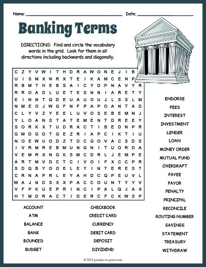 Free Printable Banking Terms Word Search Worksheets For High School, Social Studies Printables, Financial Literacy Lessons, Free Printable Word Searches, Word Search Puzzles Printables, Word Search Printables, Word Search Puzzles, Word Bank, Teaching Life