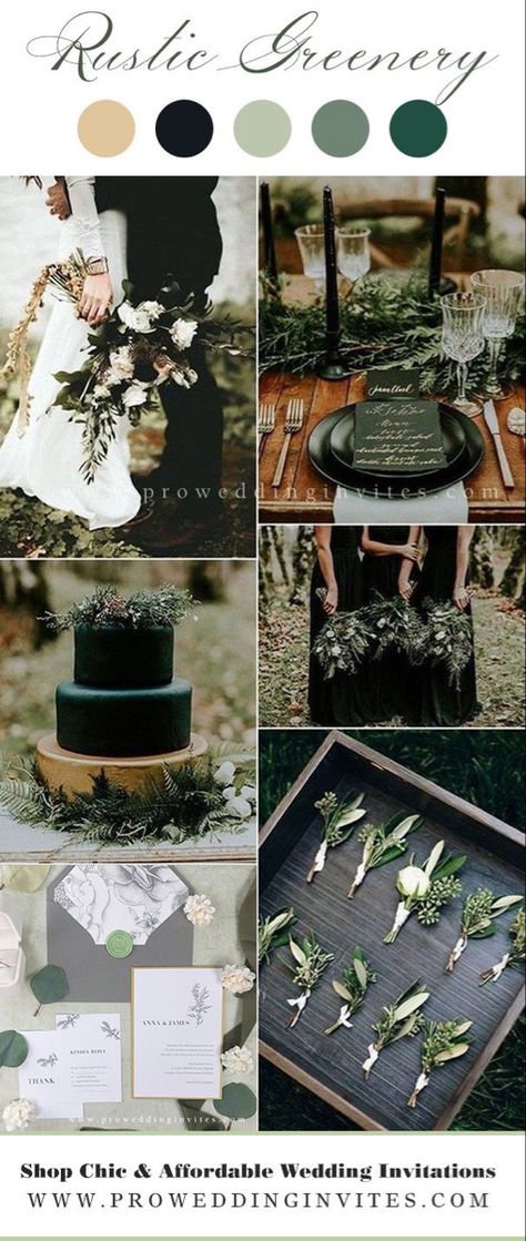 Sage Green Black And Rose Gold Wedding, Sage Green Wedding Parents, Sage And Emerald Wedding Color Schemes, Hunter Green And Ivory Wedding, Sage Green Cream And Black Wedding, Olive Ivory Wedding, Neutral And Green Wedding Decor, Olive Champagne Black Wedding, Dark Green And White Wedding Invitations