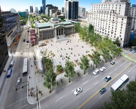 Flexible Space Design, Landscape Plaza, Pavement Design, Landscape Architecture Plan, Plaza Design, Vancouver Art Gallery, Space News, Downtown Vancouver, Street Design