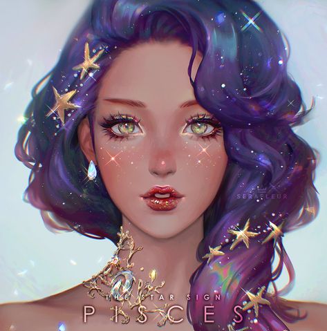 Pisces Girl, الفن الرقمي, Recolor Gallery, Art Disney, Goddess Art, Zodiac Art, Girls Cartoon Art, Digital Art Girl, Beautiful Fantasy Art