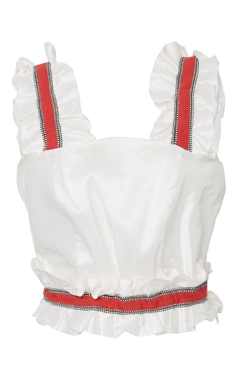 Frilly Tank Top, Frilly Top, White Ruffle Top, Chanel Fashion Show, Frill Top, Flounce Top, Fancy Tops, Frill Tops, Famous Fashion