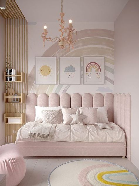 Shared Nursery With Sibling Small Spaces, Pink Daybed Room Ideas, Children’s Room, Unicorn Room, Big Girl Bedrooms, Toddler Girl Room, Girl Nursery Room, Baby Room Inspiration