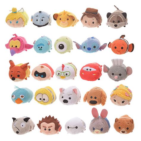 Disney Store Japan 25th Anniversary Tsum Tsum Set -  Tinker Bell, Genie, Simba, Woody, Meeko, Flamingo, Sulley, Mike, Stitch, Nemo, Nick Wilde, Jack Jack, Chicken Little, Lightning McQueen, Remy, Perry, Wall-E, Volt, Dug, Rapunzel, Wreck-It Ralph, Baymax, Judy Hopps, and Koda. Japan Website, Disney Ufufy, Tsum Tsum Plush, Disney Store Japan, Sock Toys, Pop Toys, Disney Tsum Tsum, Cute Stitch, Disney Plush