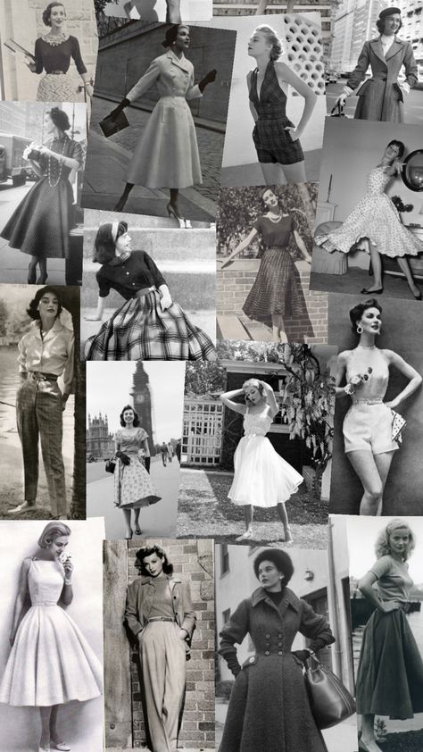 #1950s #vintage #outfit Vintage Women Photos 1950s, 1950s High School Fashion, 1950 1960 Fashion, Old Money 1950s, 50s Aesthetic Fashion Women, 50s Aesthetic 1950s, Late 50s Fashion, 50s Aesthetic Fashion, 50’s Outfits